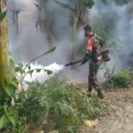 Cegah Demam Berdarah, Serka Ardi Chandra Fogging Bersama Dinkes Di Gedog Sananwetan