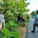 Aksi Nyata Serda Harno Bersama Warga Desa Margomulyo Bersihkan Lingkungan