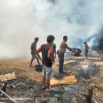 Polsek Bayan Cek TKP Kebakaran di Rumah Adat Loloan