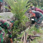 Cegah Banjir : Koramil Haruyan bersama Warga Gotong Royong Bersihkan Selokan di Desa