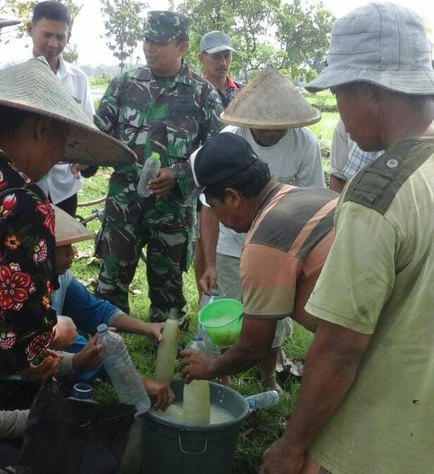 Kegiatan Sosialisasi Pembuatan Pupuk Cair oleh Bati Wanwil Koramil 0803/16 Wonoasri