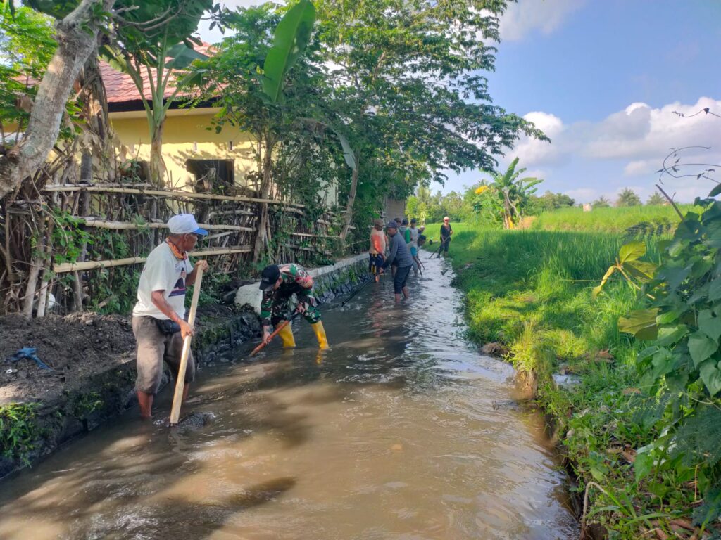 Bersama Babinsa, Warga Sigerongan Rawat Saluran Irigasi Pertanian