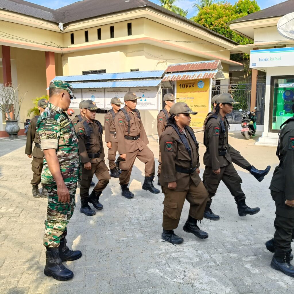 Lomba PBB Tingkat Kabupaten,Koramil Lampihong Dan Polsek siapkan Linmas Di Wilayahnya