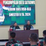 Komando Distrik Militer 1001/HSU-BLG menggelar Kegiatan Pengumpulan Data Satuan Komando Kewilayahan Semester II TA. 2024 yang berlokasi di Aula Kodim 1001/HSU-BLG.