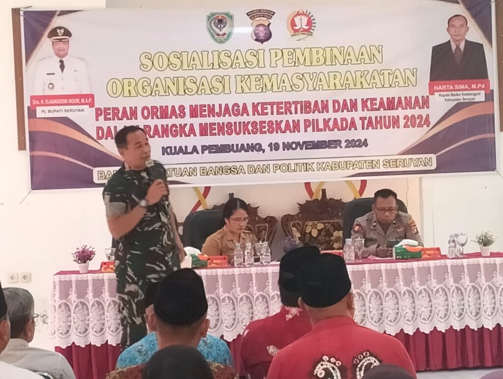 Kodim 1015/Sampit Bersama Kesbangpol,Ajak Ormas dan Masyarakat Bersatu Sukseskan Pilkada Serentak