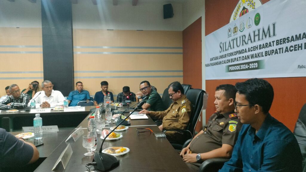 Dandim 0105/Abar Bersama Unsur Forkopimda Jalin Silaturahmi Dengan 2 Kandidat Paslon Bupati Dan Wakil Bupati Aceh Barat Pada Pilkada 2024