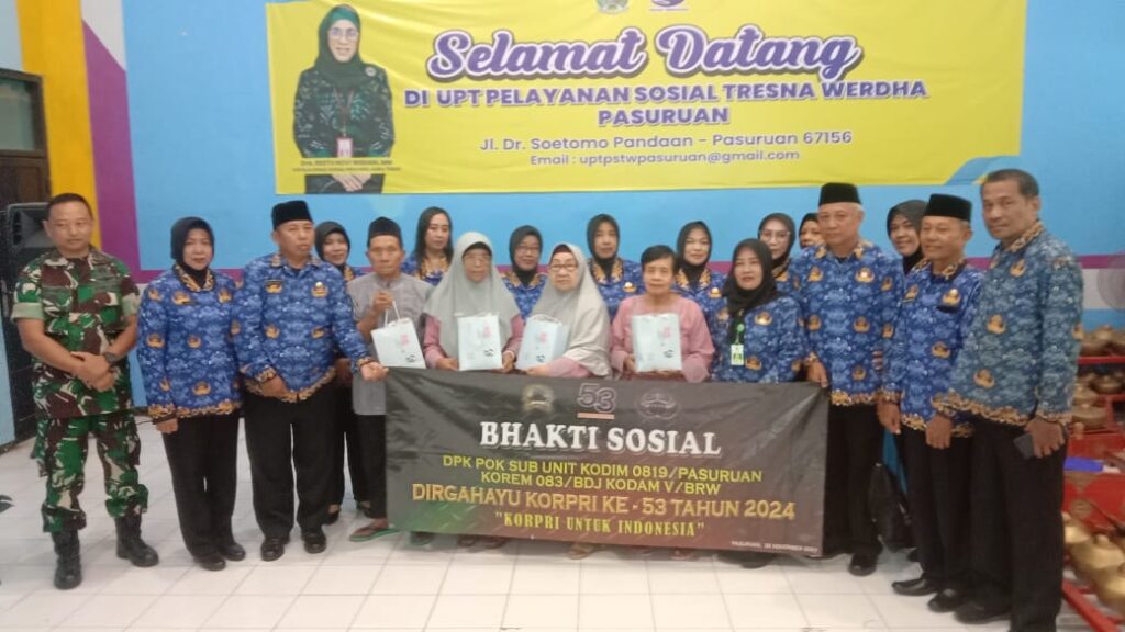 HUT Korpri Ke 53, PNS Kodim 0819/Pasuruan Gelar Bhakti Sosial