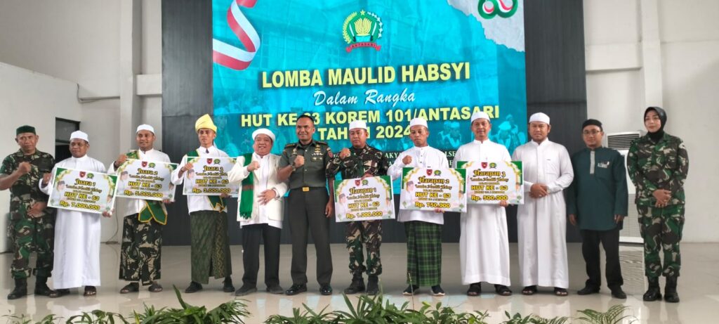 Peserta Tim Lomba Syair Maulid Habsyi Kodim 1006/Banjar Tampil Memukau  Hut Ke -63 Korem 101/Ant