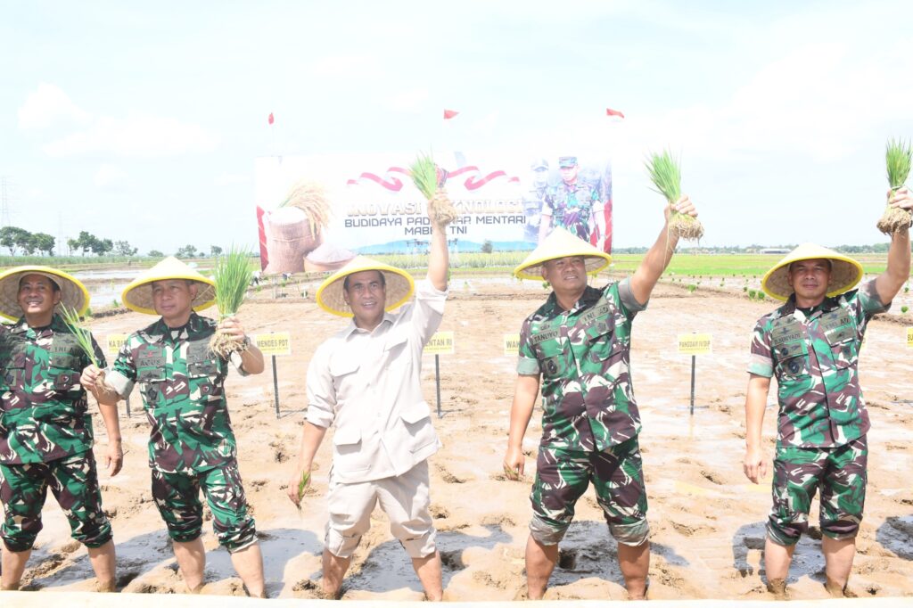 Wakasad Dampingi Panglima TNI Launching Padi Sinar Mentari dan Resmikan Jembatan Gantung Merah Putih