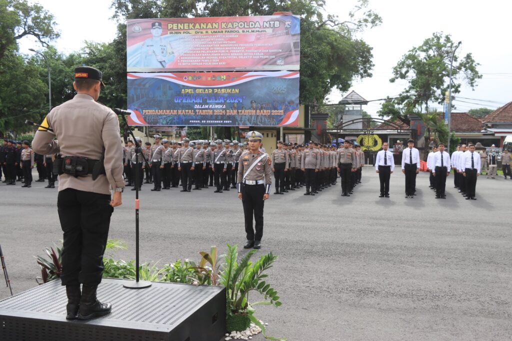 Polres Loteng Laksanakan Apel Gelar Pasukan Operasi Lilin Rinjani 2024.