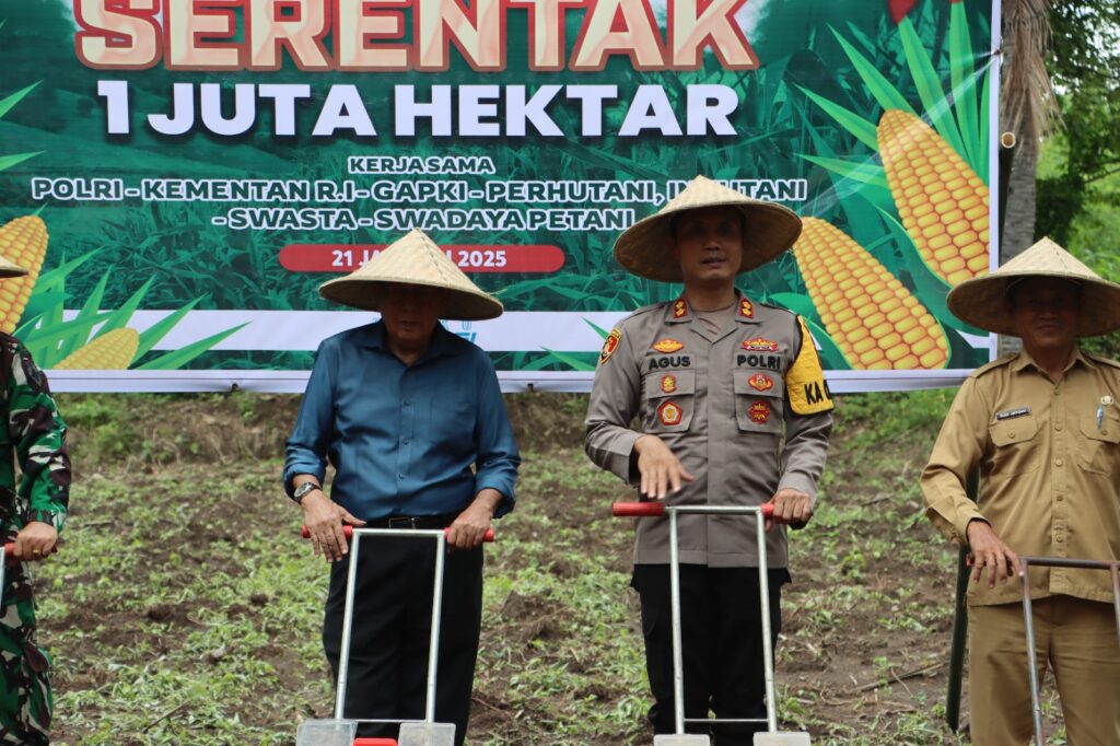 Kapolres Lombok Utara, Pimpin Penanaman Jagung Serentak 1 Juta Hektar Secara Virtual Bersama Mabes Polri