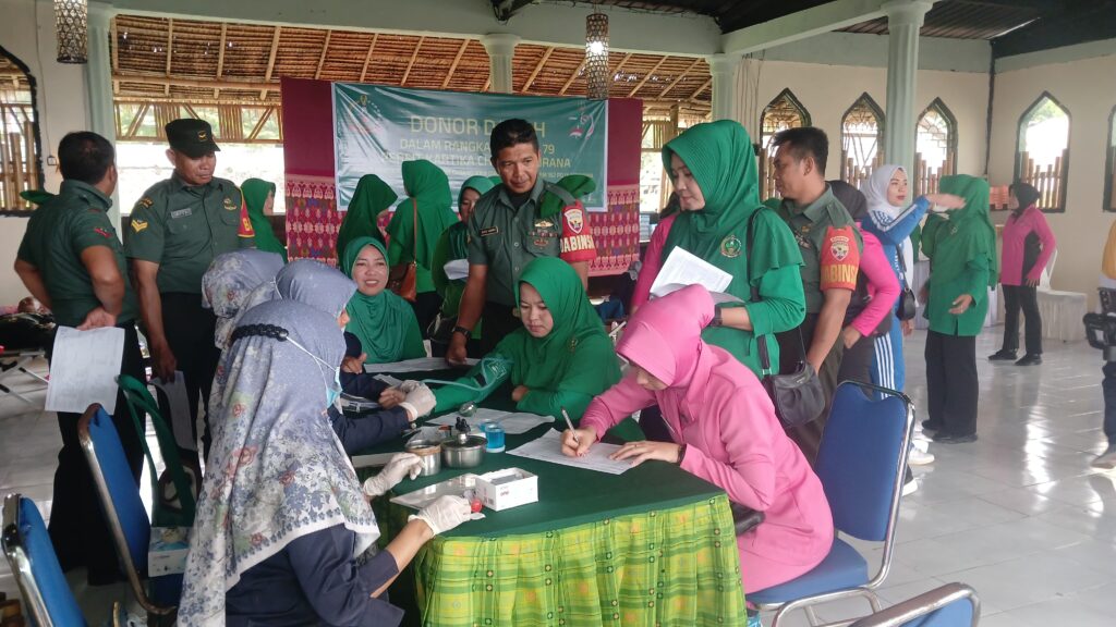 Donor Darah Semarakkan HUT Korem 162/Wira Bhakti ke-64 dan HUT Persit ke-79 di Kodim 1615/Lotim