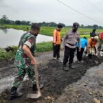 Tingkatkan Kenyamanan dan Keselamatan Warga, Babinsa Rowogempol Laksanakan Kerja Bakti Perbaikan Jalan Desa