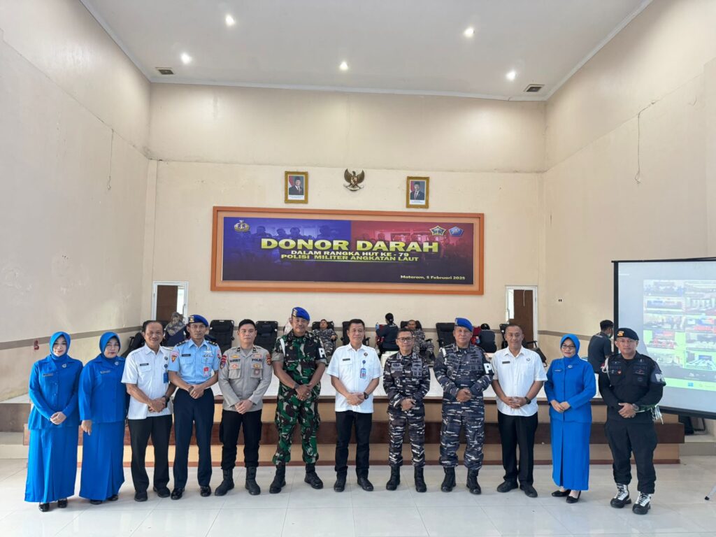 Danlanal Mataram Bersama Kepala BNNP NTB Gelar Vicon Donor Darah Dalam Rangka HUT Polisi Militer Ke-79