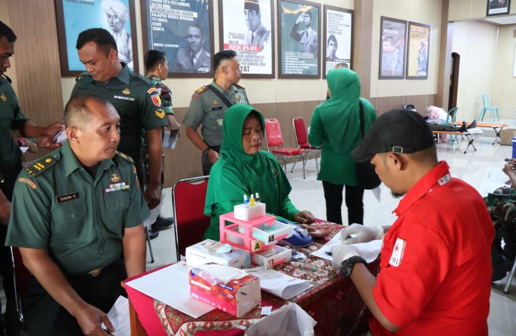 Setetes Darah Sejuta Harapan, Kodim 0808/Blitar Gelar Donor Darah Sambut HUT Persit Ke 79