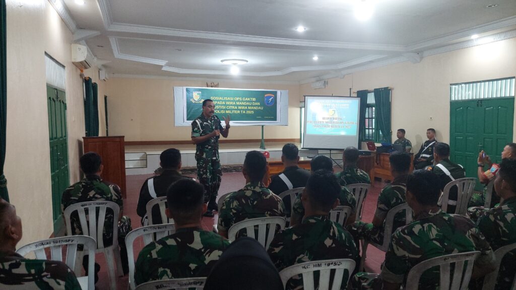 Personel Kodim 1015/Sampit Terima Sosialisasi Sosialisasi Giat Ops Gaktib “Waspada Wira Mandau” dan Ops Yustisi “Citra Wira Mandau” TA.2025.
