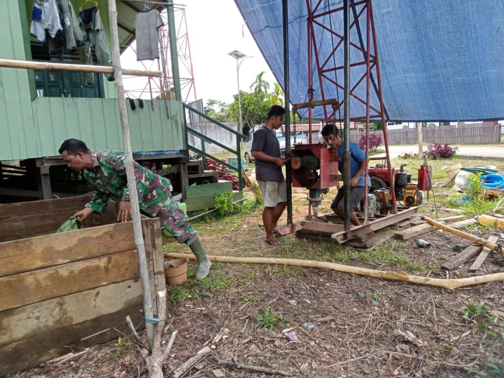 Satgas TMMD Wiltas Ke-123 Lakukan Pengeboran di 3 Titik Sumur Bor Demi Penuhi Kebutuhan Air Bersih di Kampung Laham