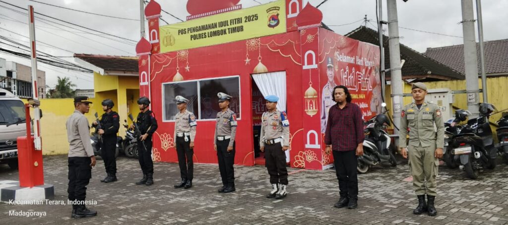 Monitoring Pengamanan Idul Fitri, Anggota Pos Pam Rarang Bersama Tim Gabungan Laksanakan Pemantauan