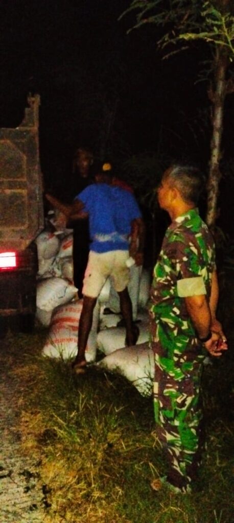 Babinsa Keruak Dampingi Satgas Sergap Laksanakan Panen Padi di Dusun Dasan Baru Timur