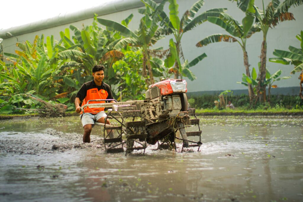 Matangkan Persiapan Lahan Tanam, Lapas Lobar Ajak Warga Binaan Bajak Sawah