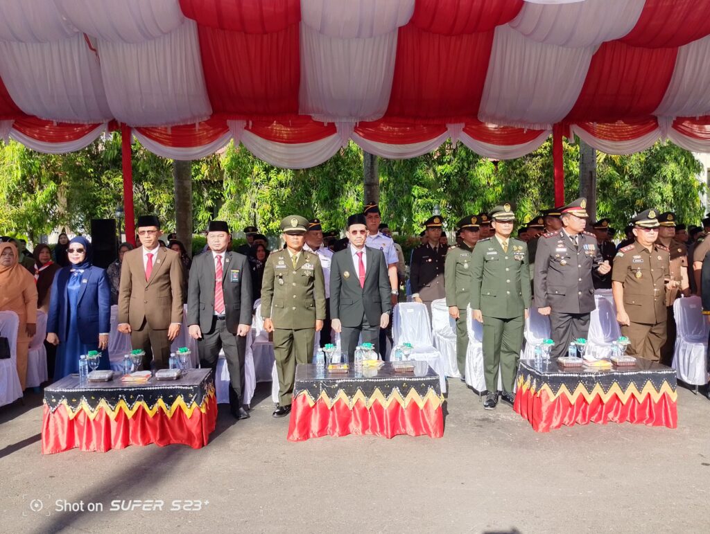 Dandim 0105/Abar Diwakili Ws. Kasdim Hadiri Upacara Harlah Pancasila Bersama Forkopimda