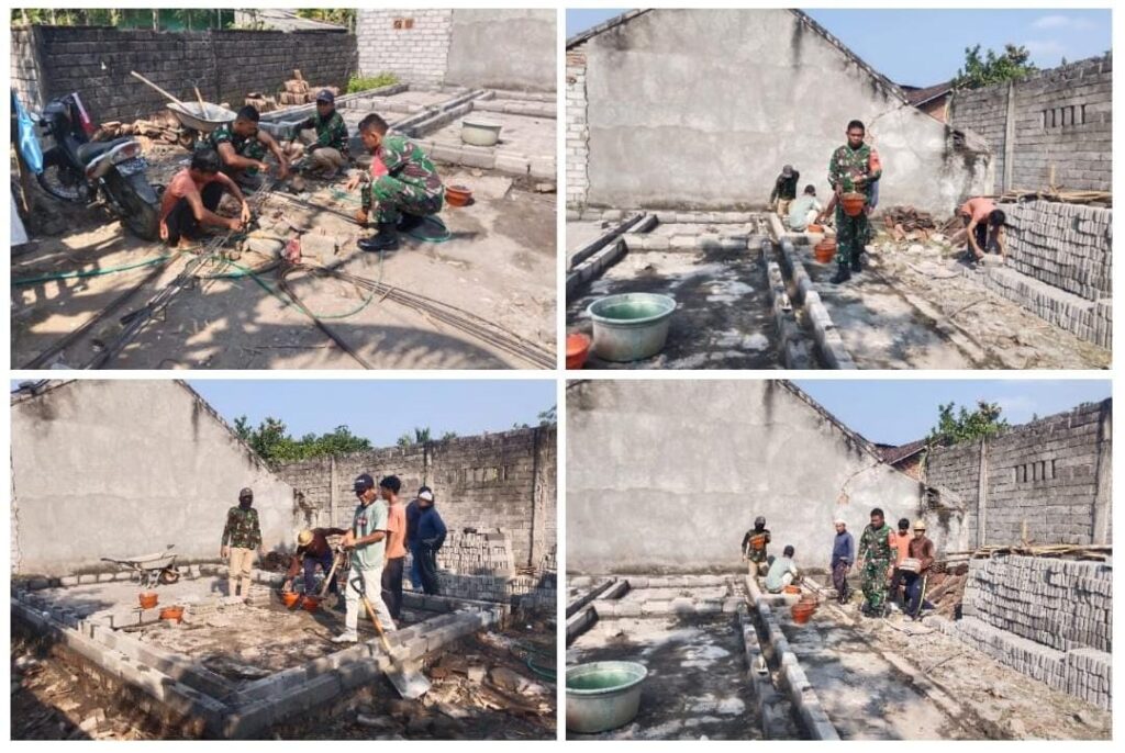 Babinsa Montong Belae Dampingi Pembangunan RTLH Bantuan Ketua PKK Lotim