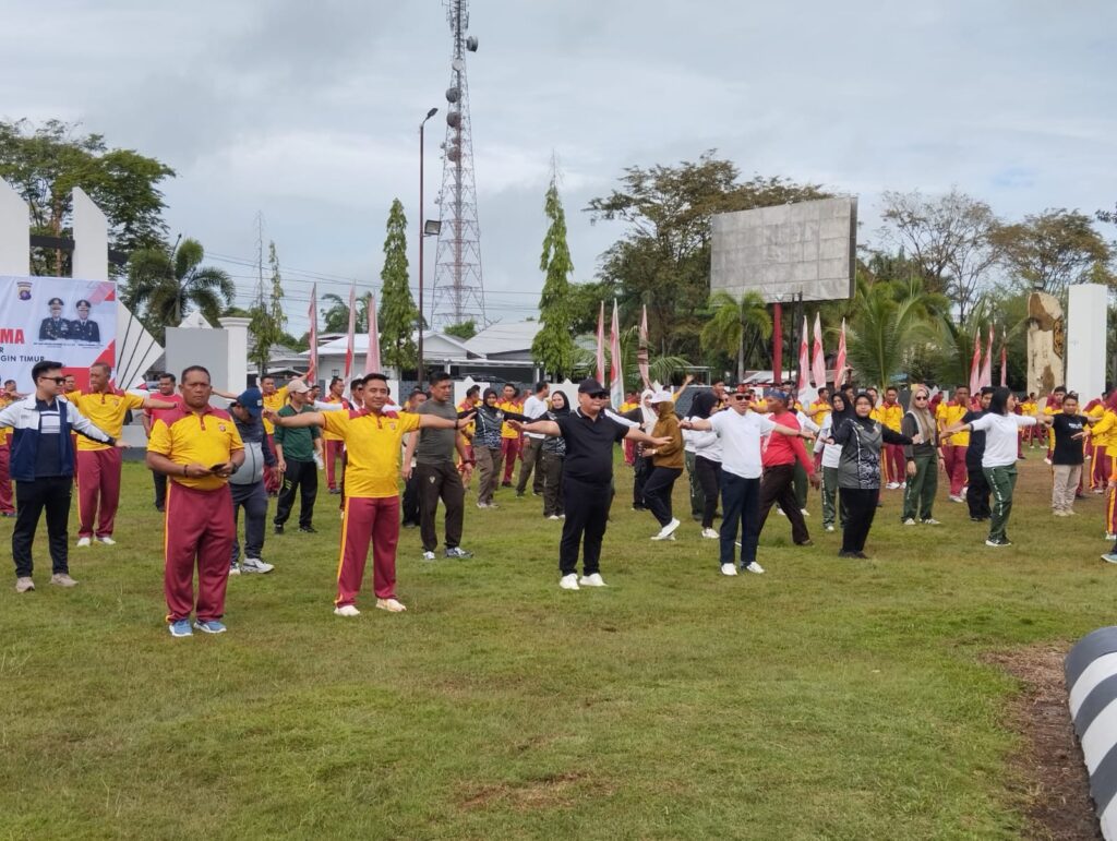 Dandim 1015/Sampit Hadiri Olahraga Bersama, Sambut HUT Bhayangkara Ke-79